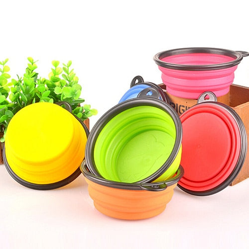 Hot!  Silicone Travel Dog Bowl Collapsible Premium Quality Food Water Pet Travel Bowl