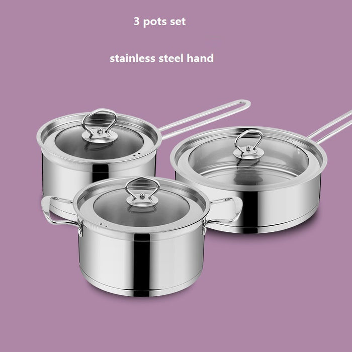 FREE SHIPPING  CASSEROLE INOX COOKWARE SET  COOKING PANS AND POTS 3 COMBINATION