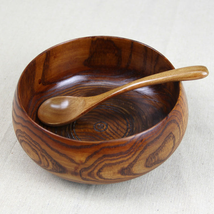Large soup bowl wood tigela handmade healthy food containers dinner dishes vintage salad rice Japanese style tableware  noodles