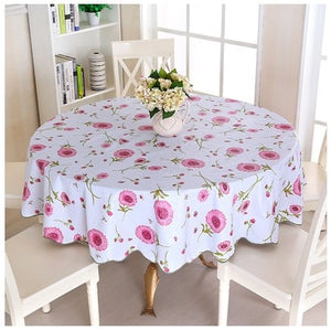 PEVA Printed Table Cloth Waterproof Oilproof Backside Ati-slip Flannel Round Tablecloth Table Cover For Home Restaurant
