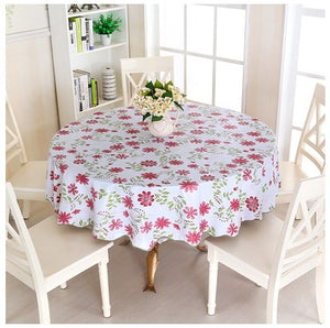 PEVA Printed Table Cloth Waterproof Oilproof Backside Ati-slip Flannel Round Tablecloth Table Cover For Home Restaurant