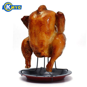 KMYC New Non-Stick Chicken Roaster Rack With Bowl Tin BBQ Accessories Tools Barbecue Grilling Baking Cooking Pans