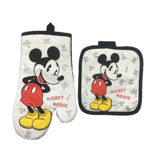 Mickey Mouse Microwave Glove Potholder Bakeware Blue and White 100% Cotton Oven Mitts and Potholder mat for BBQ or Kitchen