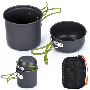 1 Set Nonstick Aluminum Cookware Cooking Bowl Pots Pans Cooker Supplies for Home Kitchen Outdoor Hiking Picnic Tableware
