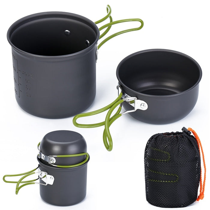 1 Set Nonstick Aluminum Cookware Cooking Bowl Pots Pans Cooker Supplies for Home Kitchen Outdoor Hiking Picnic Tableware