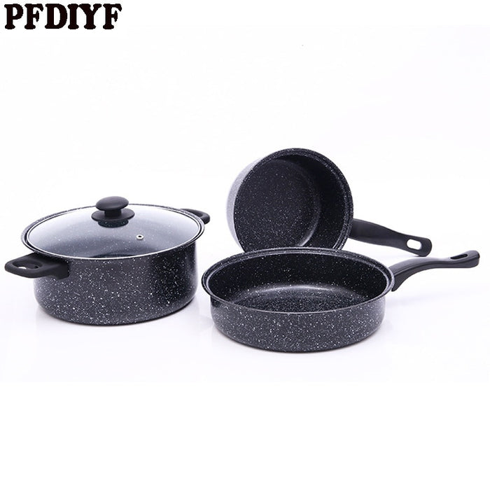 3Pcs/set Maifan Stone Cooking Pot Stockpot Gas Induction Cooker Soup Pots Safe Quality Nonstick Pan Household Canning Pot