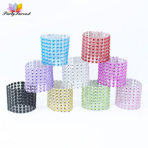 PF 20pcs Napkin Ring Chairs Buckles Multicolor Wedding Event Decoration Crafts Rhinestone Bows Holder Handmade Party Supplies