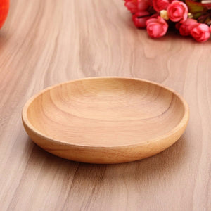 New 1Pcs Wood Dessert Plate Round The Afternoon Tea Dishes Solid Wood Tableware Food Fruits Dish Wooden bowl