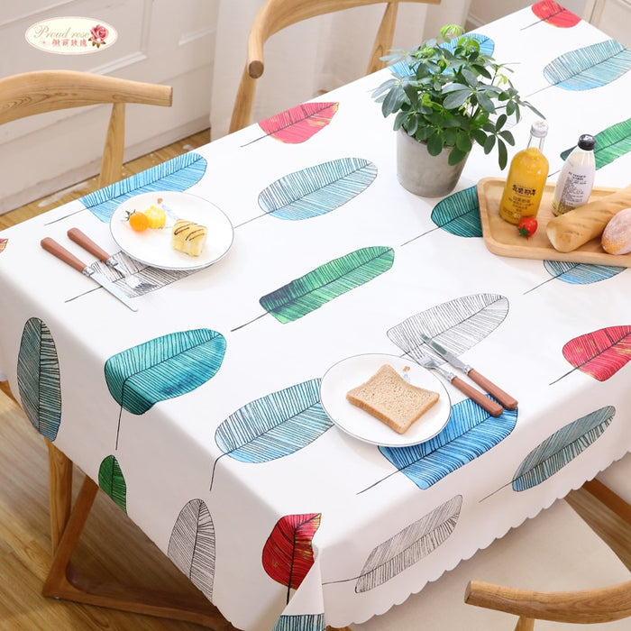 Proud Rose Green Leaves Table Cloth Waterproof Tafelkleed Plastic PVC Oilproof Tablecloths Table Cover Home Decor