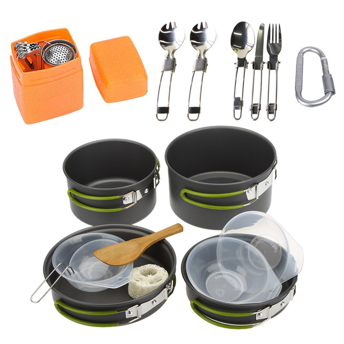 Non-stick Pots Pans Bowls Portable Outdoor Camping Hiking Cooking Set Cookware Travel Stove Tableware Picnic Set
