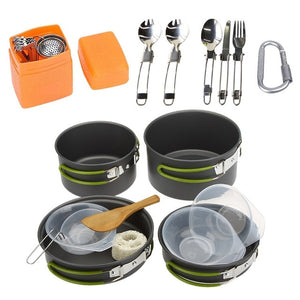 Non-stick Pots Pans Bowls Portable Outdoor Camping Hiking Cooking Set Cookware Travel Stove Tableware Picnic Set