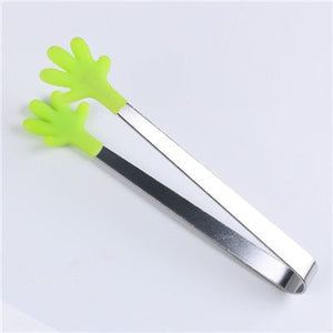 Creative Silicone BBQ Tong Clip Anti-skid Ice Sugar Clip Stainless Steel Mini Pastry Clamp Cooking Salad Clips Kitchen Tools
