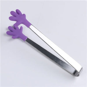 Creative Silicone BBQ Tong Clip Anti-skid Ice Sugar Clip Stainless Steel Mini Pastry Clamp Cooking Salad Clips Kitchen Tools