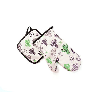 1Pair Cotton Fashion Flamingo Cactus Kitchen Pads Cooking Microwave Pot Holder Baking BBQ Oven Potholders Mitts Kitchen Gloves
