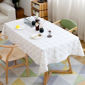Modern Square Plaid Black And White Waterproof Table Clothes Cloth Cotton Linen Coffee Table Tablecloth Tablecloths Table-cloth