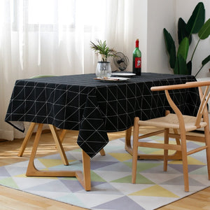Modern Square Plaid Black And White Waterproof Table Clothes Cloth Cotton Linen Coffee Table Tablecloth Tablecloths Table-cloth