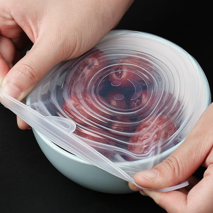 Newly Reusable Silicone Food Lid Bowl Covers Wrap Food Fresh-keeping Stretchable Household Kitchen Kit