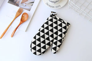 FOURETAW 1 Piece Cute Yellow Gray Cotton Fashion Nordic Kitchen Cooking microwave gloves baking BBQ potholders Oven mitts