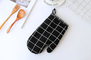 FOURETAW 1 Piece Cute Yellow Gray Cotton Fashion Nordic Kitchen Cooking microwave gloves baking BBQ potholders Oven mitts