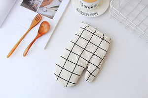FOURETAW 1 Piece Cute Yellow Gray Cotton Fashion Nordic Kitchen Cooking microwave gloves baking BBQ potholders Oven mitts