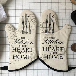 Microwave Glove Potholder Bakeware Heatproof Mitten Cotton Oven Mitts Non-slip Glove Thickening for BBQ or Kitchen