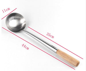 big long spatula shovel chef cooking cocina utensilios blade Kitchen Utensil Wooden Handle Stainless Steel Turner Soup Spoon wok