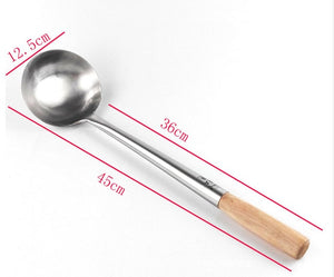 big long spatula shovel chef cooking cocina utensilios blade Kitchen Utensil Wooden Handle Stainless Steel Turner Soup Spoon wok