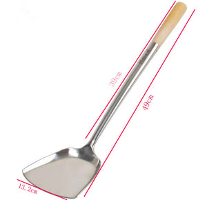 big long spatula shovel chef cooking cocina utensilios blade Kitchen Utensil Wooden Handle Stainless Steel Turner Soup Spoon wok