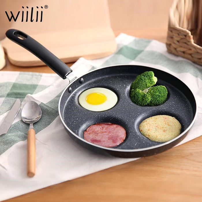 Four-hole Omelet Pan For Eggs Ham PanCake Maker Frying Pans Creative Non-stick No Oil-smoke Breakfast Grill Pan Cooking Pot