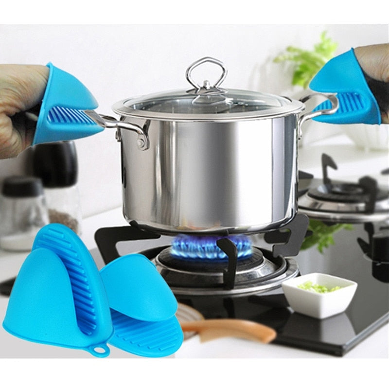 2pcs/set Gray Heat Resistant Silicone Pot Handle Sleeve Cover For