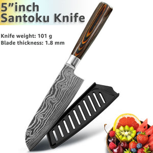 Kitchen knife Chef Knives 8 inch Japanese 7CR17 440C High Carbon Stainless Steel Sanding Laser Pattern Vegetable Santoku Knife