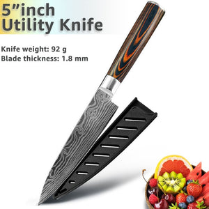 Kitchen knife Chef Knives 8 inch Japanese 7CR17 440C High Carbon Stainless Steel Sanding Laser Pattern Vegetable Santoku Knife