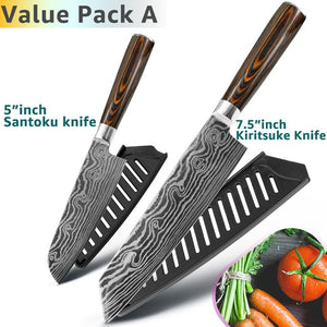 Kitchen knife Chef Knives 8 inch Japanese 7CR17 440C High Carbon Stainless Steel Sanding Laser Pattern Vegetable Santoku Knife