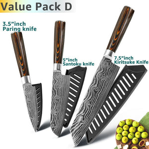 Kitchen knife Chef Knives 8 inch Japanese 7CR17 440C High Carbon Stainless Steel Sanding Laser Pattern Vegetable Santoku Knife