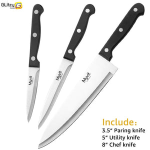 Kitchen Knife Set 3.5 5 8 inch Chef Knives 3CR13 420C High Carbon Stainless Steel Fruit Slicing Vegetable Meat Santoku Knife Set