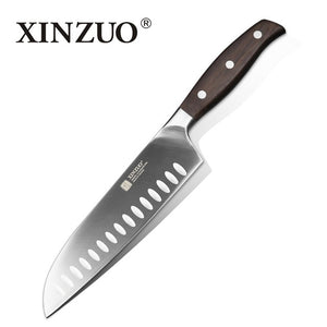XINZUO Brand High Quality 3.5+5+7+8+8 inch Paring Utility Santuko Cleaver Chef Knives German Stainless Steel Kitchen Knife Sets