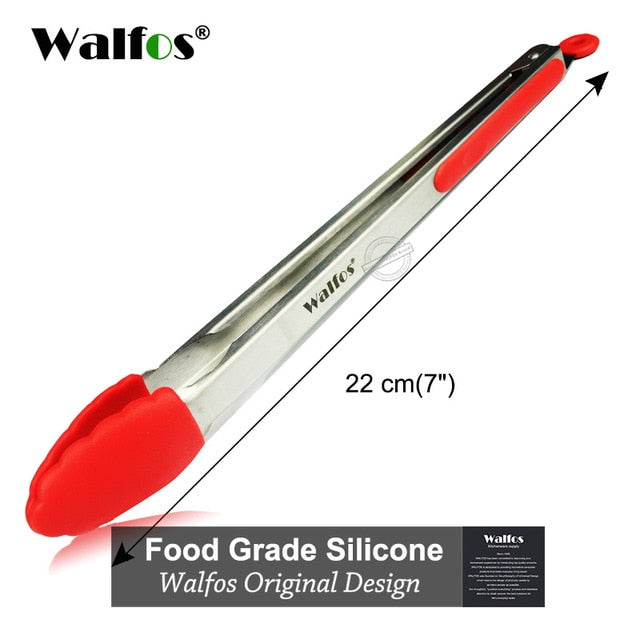 WALFOS Food Grade 100% Silicone food tongs Kitchen Tongs utensil Cooking Tong clip Clamp accessories Salad Serving BBQ tools