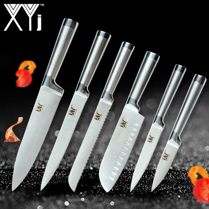 XYj Stainless Steel Kitchen Knives Set Fruit Paring Utility Santoku Chef Slicing Bread Japanese Kitchen Knife Set Accessories