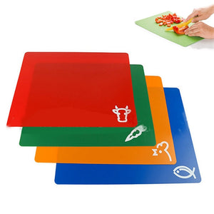 4PCS Classification Chopping Block PP Anti-slip Rectangle Cutting Board Flexible Mats With Food Icons Kitchen Accessories Tool