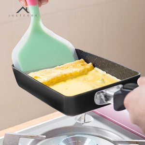 Justcook 13x18CM Frying Pan Tamagoyaki Omelette Black Non-stick Pan Fry Egg Pan Pancake Kitchen Pot Only Use for Gas Cooker