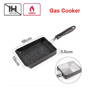Justcook 13x18CM Frying Pan Tamagoyaki Omelette Black Non-stick Pan Fry Egg Pan Pancake Kitchen Pot Only Use for Gas Cooker