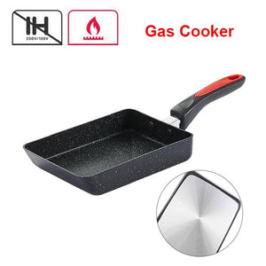 Justcook 13x18CM Frying Pan Tamagoyaki Omelette Black Non-stick Pan Fry Egg Pan Pancake Kitchen Pot Only Use for Gas Cooker