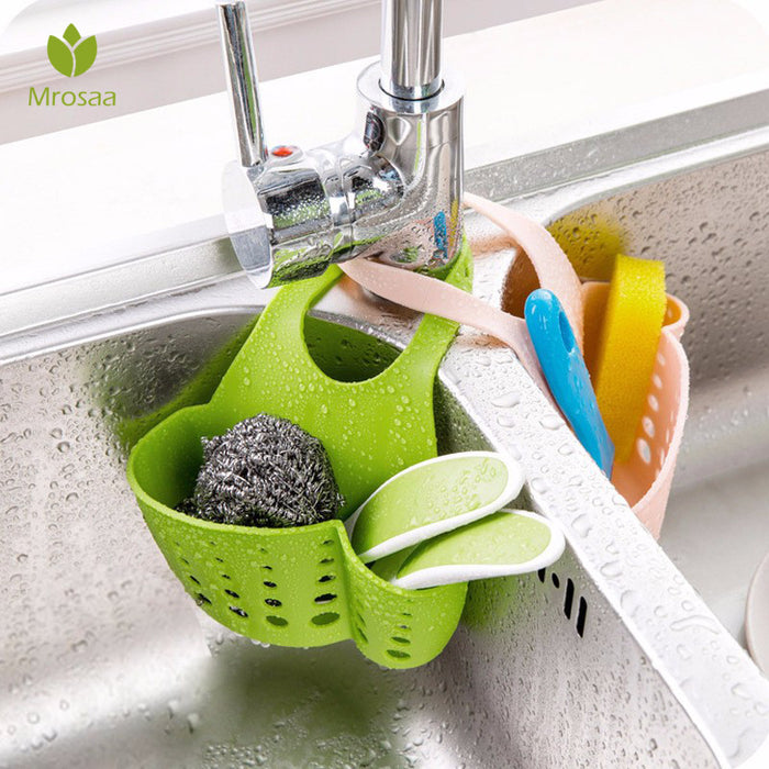 Kitchen Portable Hanging Drain Bag Basket Bath Storage Gadget Tools Sink Holder Bathroom Basin Faucet Sponge Holder kitchen tool