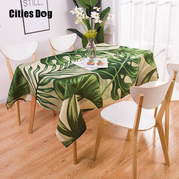geometry Tropical Plants Pattern Cotton Linen waterproof Tablecloths Decorative Home Decor Table Cloth High Quality tablecloth
