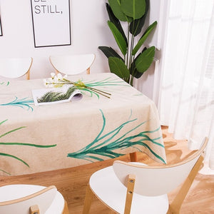 geometry Tropical Plants Pattern Cotton Linen waterproof Tablecloths Decorative Home Decor Table Cloth High Quality tablecloth