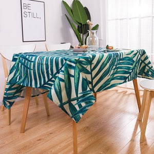 geometry Tropical Plants Pattern Cotton Linen waterproof Tablecloths Decorative Home Decor Table Cloth High Quality tablecloth