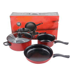 Beautiful Red Cookware Set 3piece Set  Cooking Pots Set  Stainless Steel Non-stick Pan Hot Cook Pot Eco-Friendly with Pot Cover