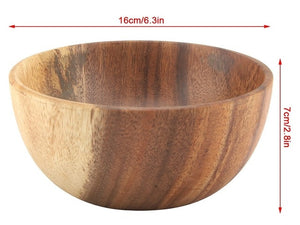Creative Solid Acacia Wooden Bowl for Soup Rice Hand Made Wooden Bowl Kitchen Utensils For Home Kitchen Tableware