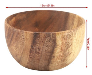 Creative Solid Acacia Wooden Bowl for Soup Rice Hand Made Wooden Bowl Kitchen Utensils For Home Kitchen Tableware