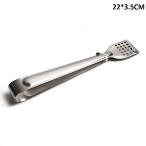 18cm 22cm 26cm Stainless Steel BBQ Tongs Kitchen Hole Tongs Lock Design Barbecue Clip Clamp Practical Kitchen Tools